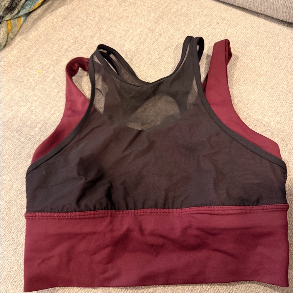lululemon athletica Burgundy and Black Mesh-Back Sports Bra